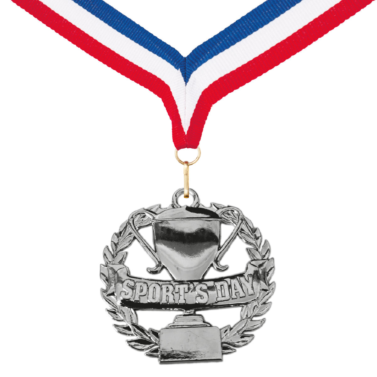 Sports Day Medal with FREE Ribbon and Certificate 50mm Metal (Laurel Trophy Themed) Gold, silver or bronze