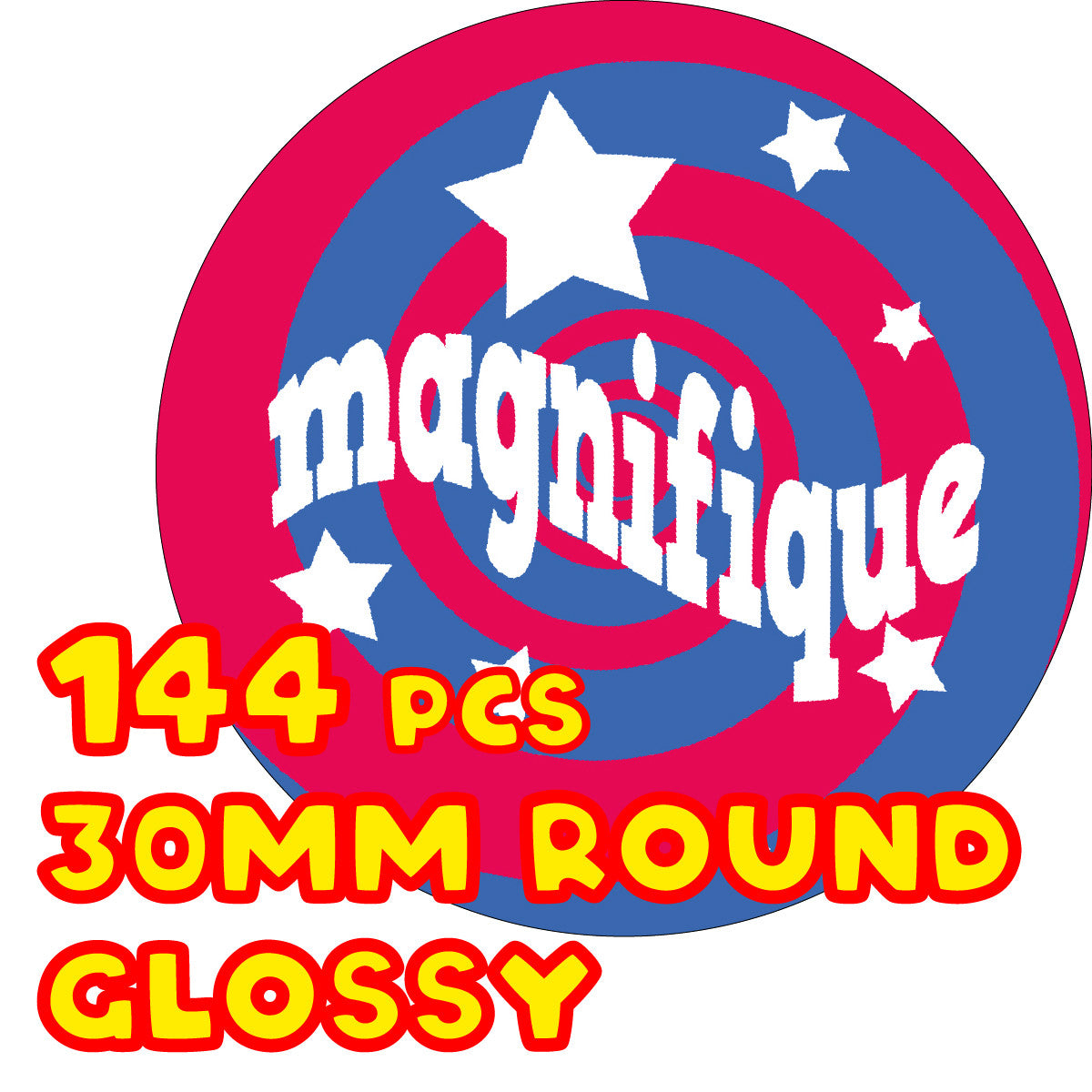 Sticker Stocker - 144 Funky French Praise Word Stickers - 30mm Glossy Reward Stickers for Teachers & Parents