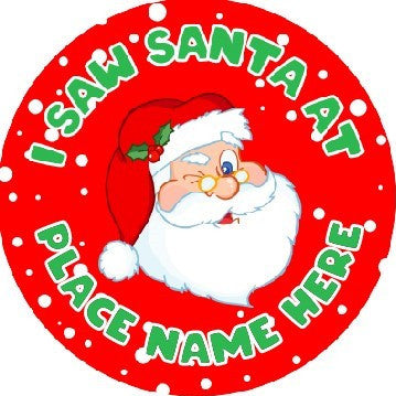 Sticker Stocker - 144 Personalised I Saw Santa At 30mm Reward Stickers for School Teachers, Parents and Nursery