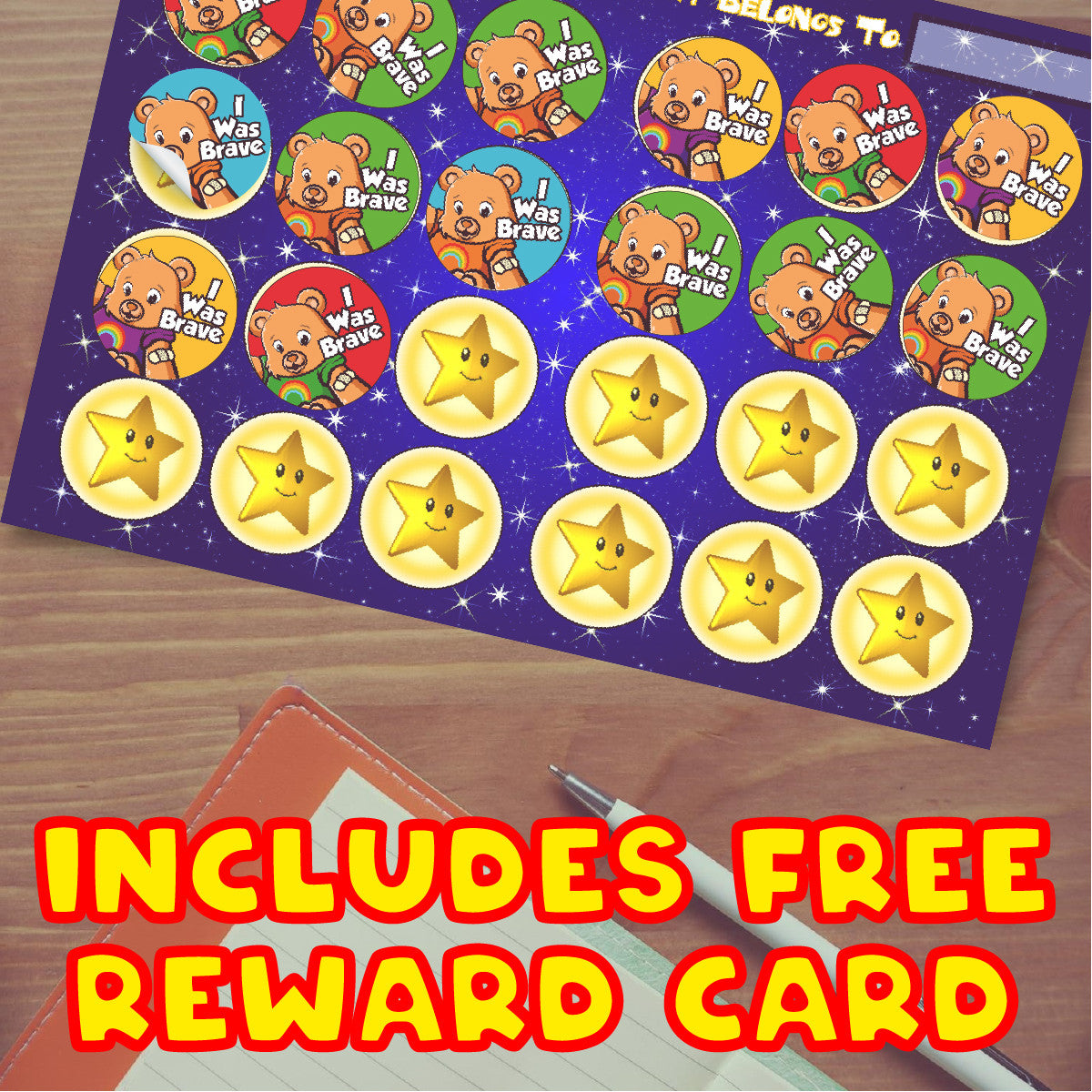 Sticker Stocker - Brave Bear 30mm Children's Bravery Reward Stickers for Teachers or Nurses