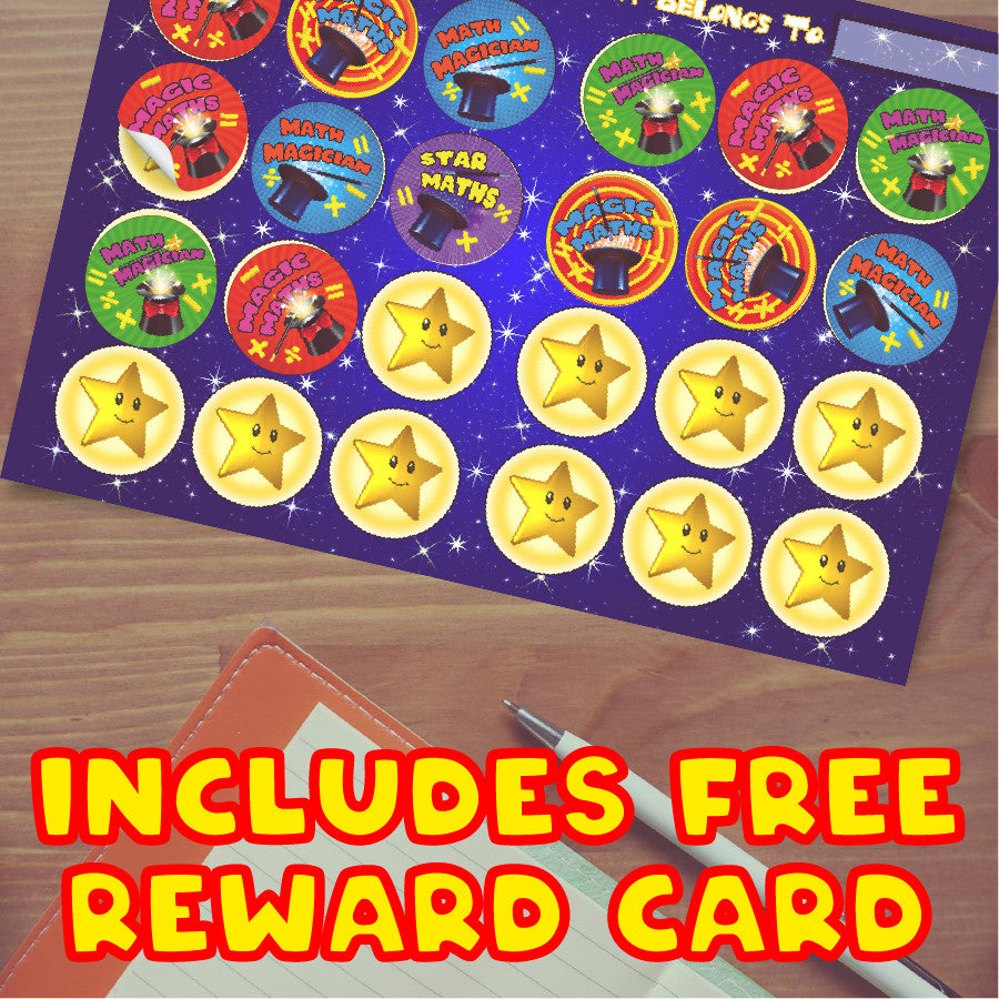 Sticker Stocker - 144 Magic Maths - 30mm - Glossy Reward Stickers for Teachers & Parents