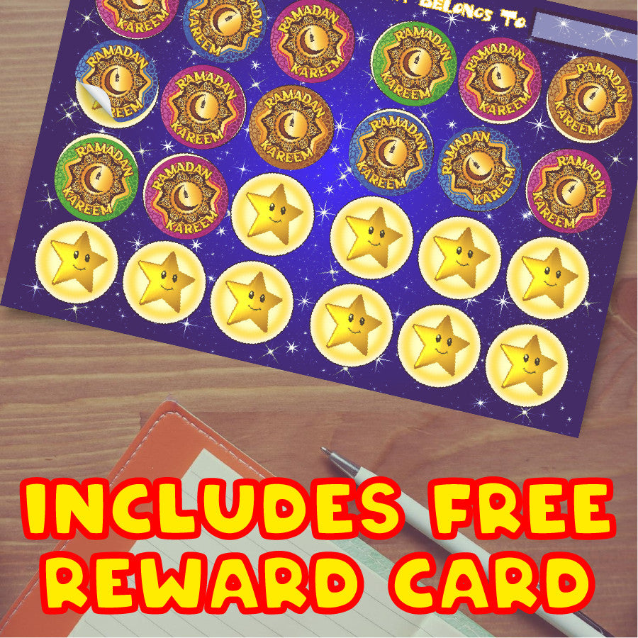 Sticker Stocker 144 Ramadan Kareem 30mm Children's Reward Stickers for Teachers or Parents