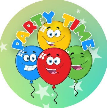 144 Party Time Balloons 30mm Stickers Glossy Reward Stickers