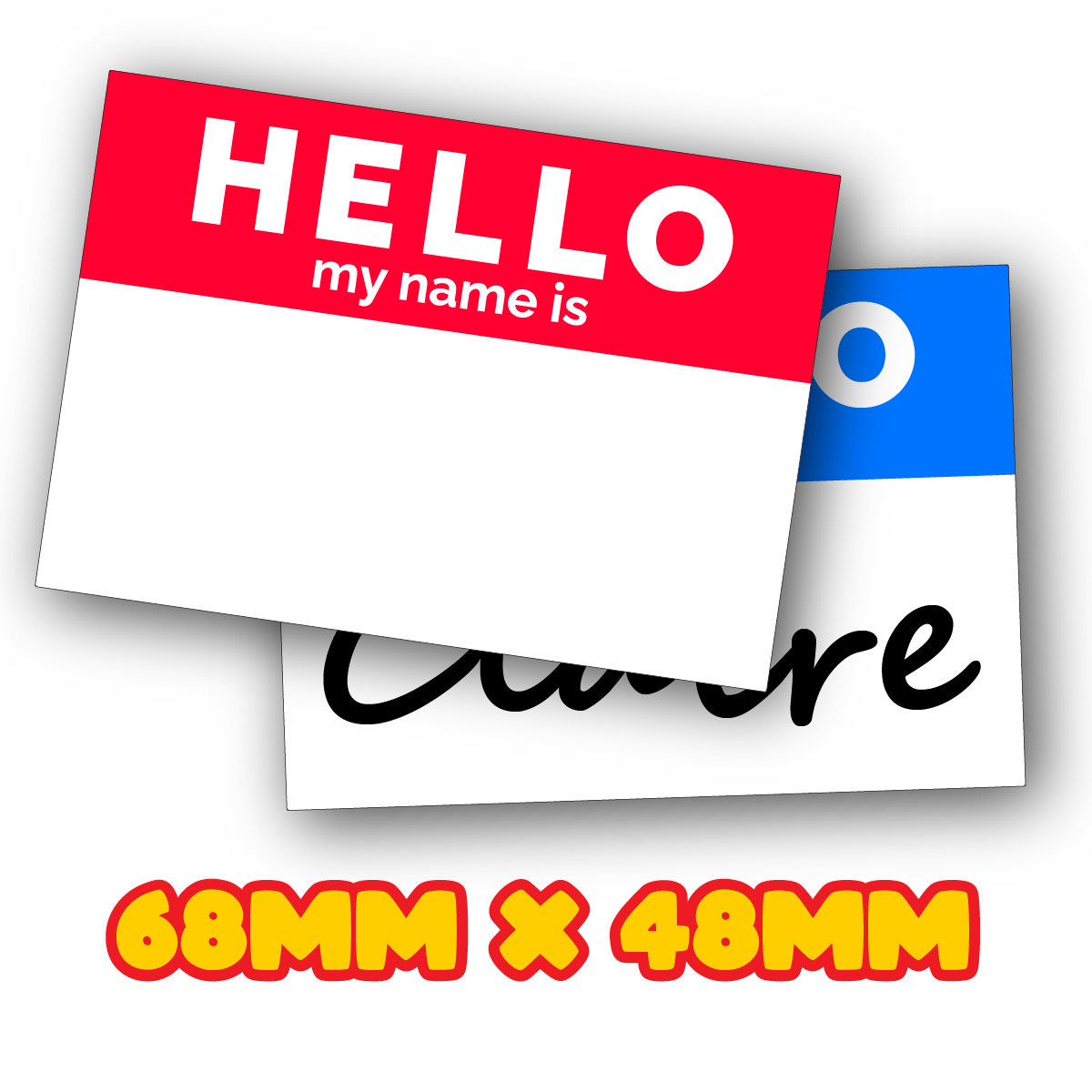 Colourful Name Tag Labels, Hello my name is stickers 68mm x 48mm