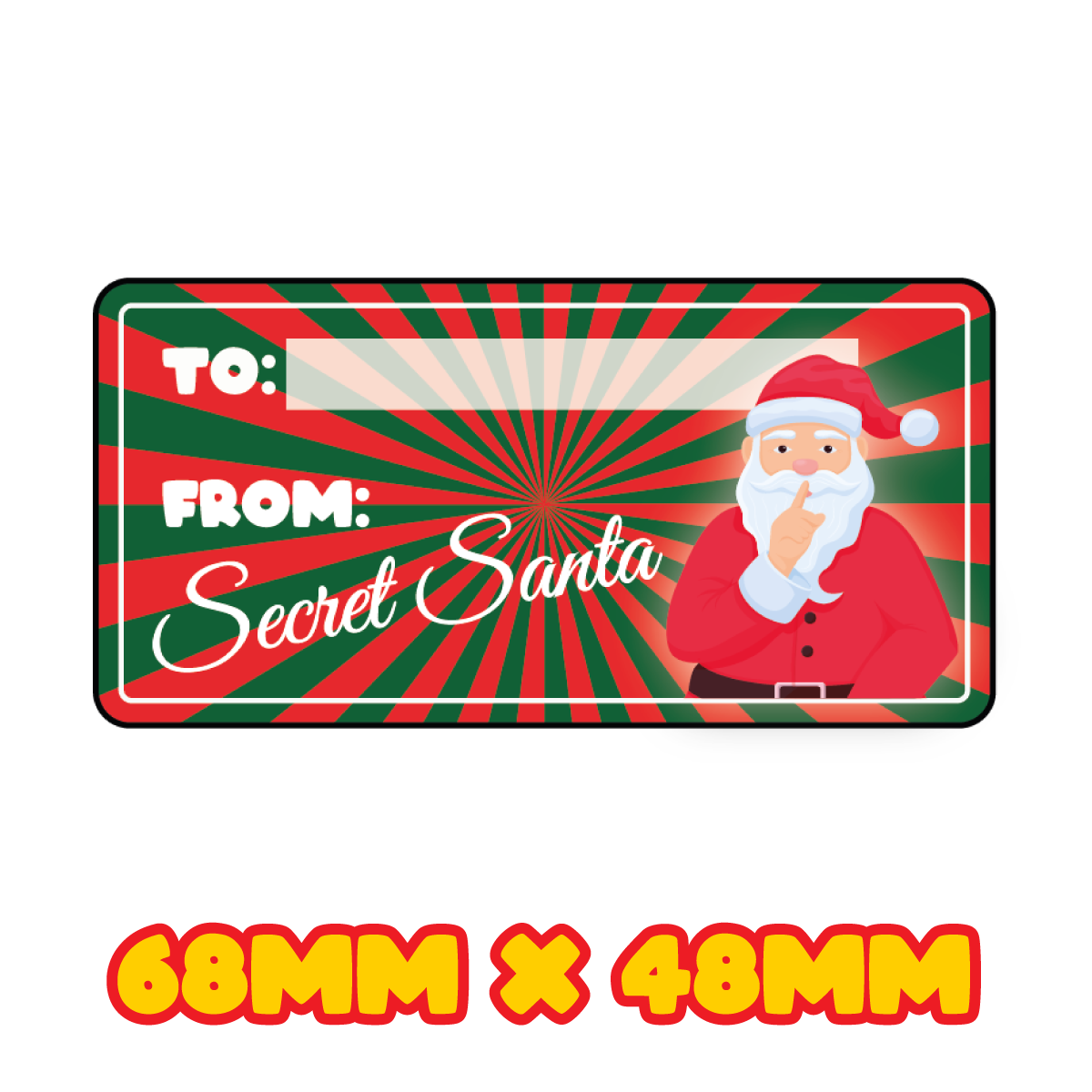72 Secret Santa Labels, Christmas Stamp 60mm x 28mm