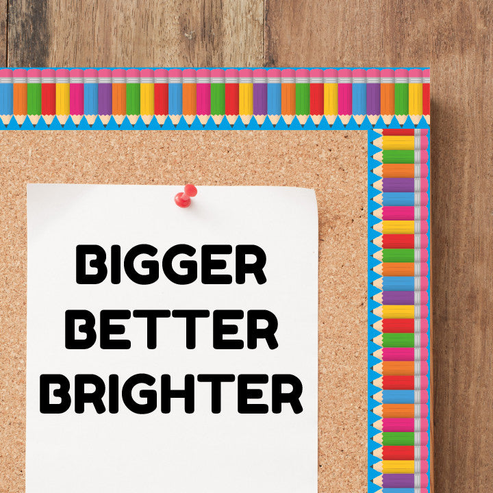 Sticker Stocker - Colourful Pencils Classroom Trimmers 14.25m long Notice Board Display Borders