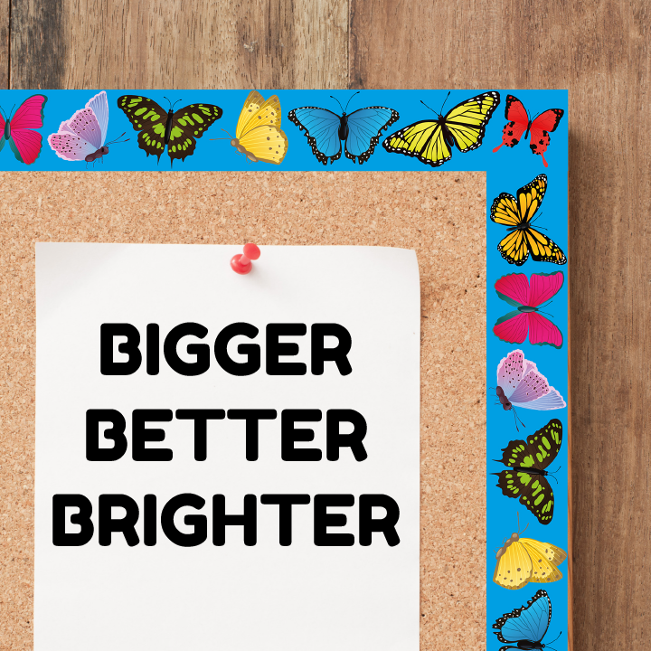 Sticker Stocker - Bright Butterflies Classroom Trimmers 14.25m long Notice Board Display Borders