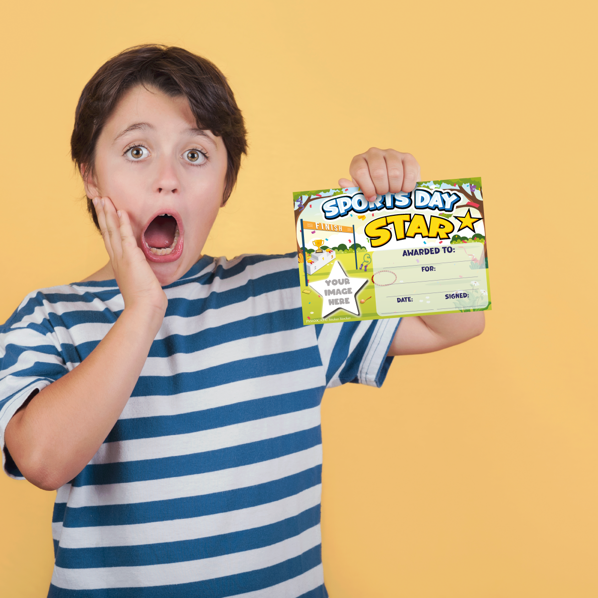 Personalised Sports Day Star certificates for school teachers, 250gsm A5 silk finish Photo Paper