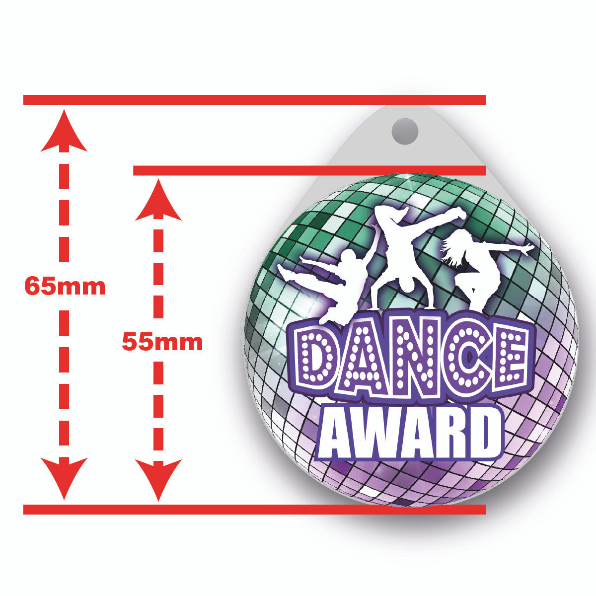 Sticker Stocker - Dance Award Large 55mm Plastic Medal  FREE Ribbon and Certificate