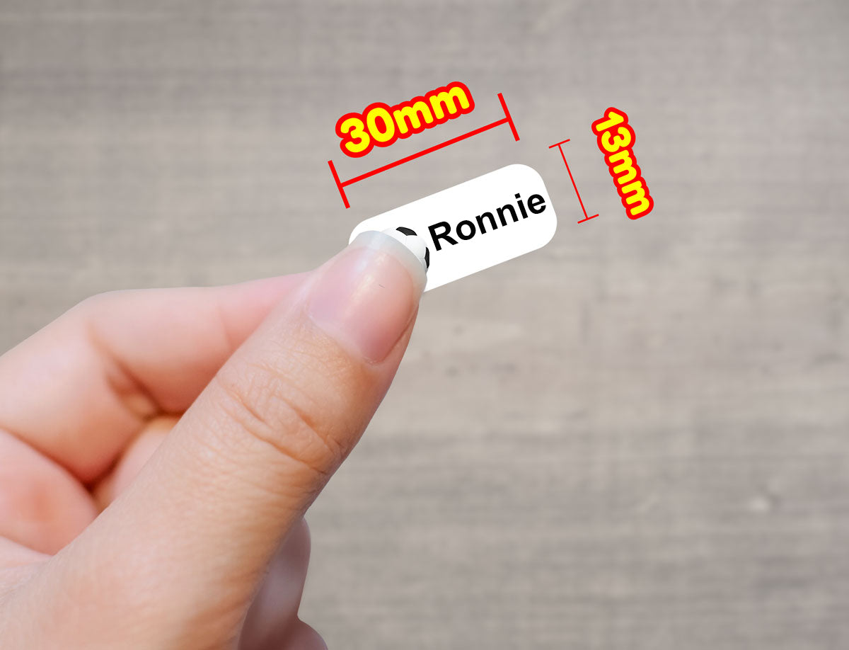 Personalised No-Iron Name Labels with Icon for School Clothing & Stationery – 30 mm x 13 mm (Pack of 48)