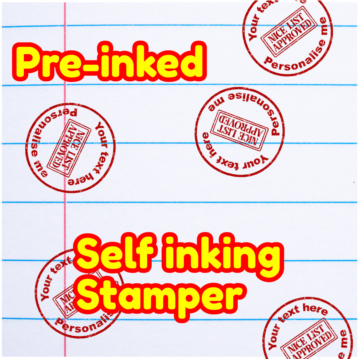 Personalised Stamp Nice List Approved 30 mm Self inking stamper for School Teachers, Parents and Nursery at Christmas