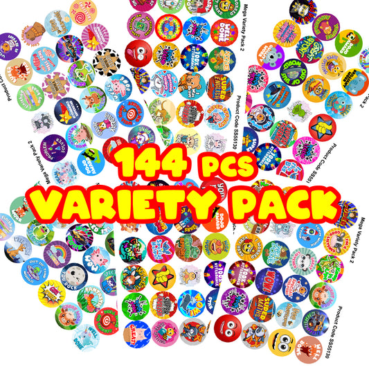 144 Super Variety Pack 2 30mm Stickers Glossy Reward Stickers for School Teachers, Parents and Nursery