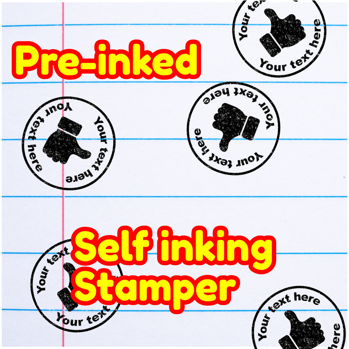 Personalised Stamp Thumbs Up 30mm Self inking stamper for School Teachers, Parents and Nursery