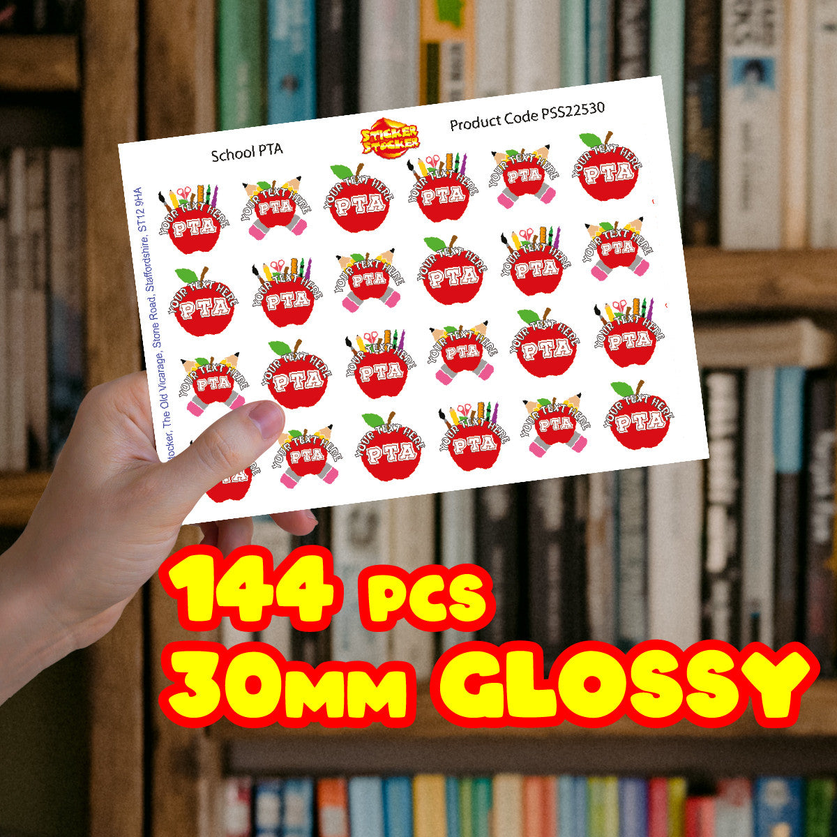 144 School PTA Personalised 30mm Stickers - Rewards for teachers, schools, parents