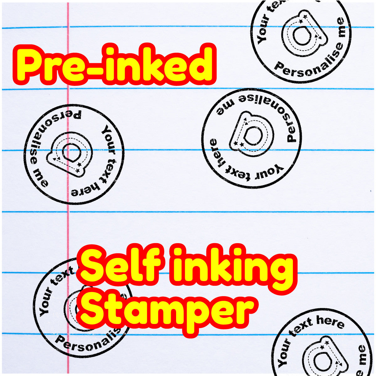 Sticker Stocker - Personalised Stamp Letter Formation 30mm Self inking stamper for School Teachers, Parents and Nursery
