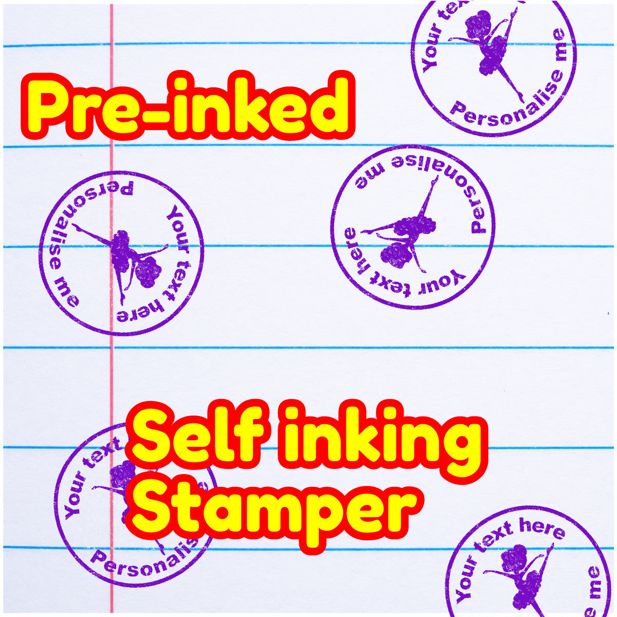 Sticker Stocker - Personalised Stamp Ballet Dancer 30mm Self inking stamper for School Teachers, Parents and Nursery