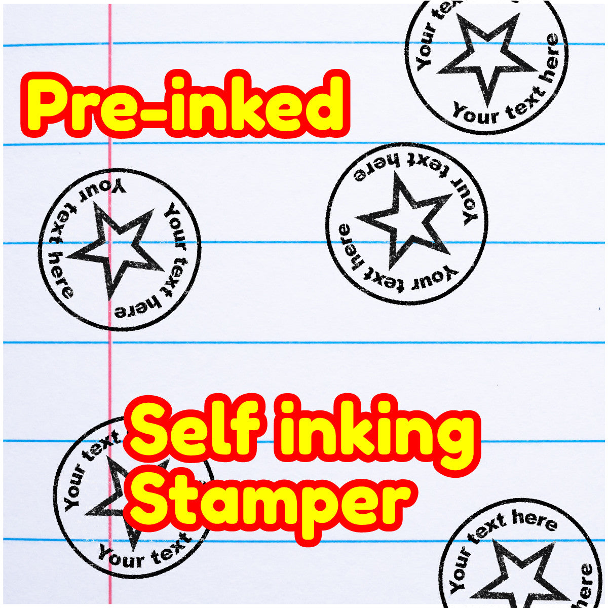 Personalised Stamp Solid Star 30mm Self inking stamper for School Teachers, Parents and Nursery