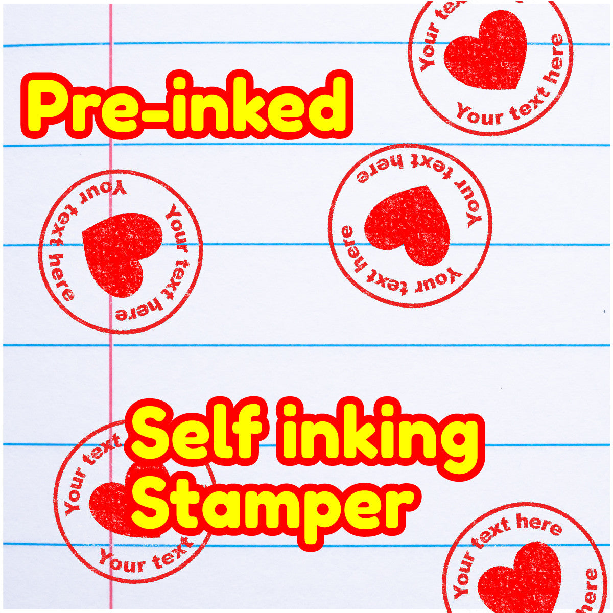 Personalised Stamp Heart  30mm Self inking stamper for School Teachers, Parents and Nursery
