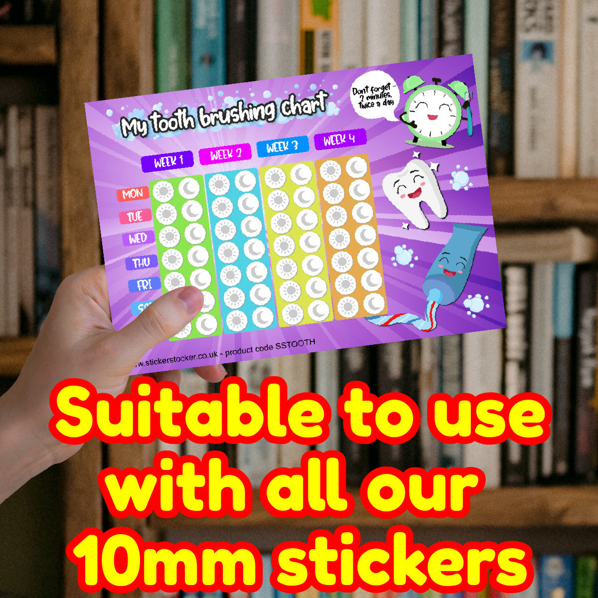 Sticker Stocker My Tooth Brushing Reward Charts Incentive Pack of 30 cards Suitable for up to 12mm stickers