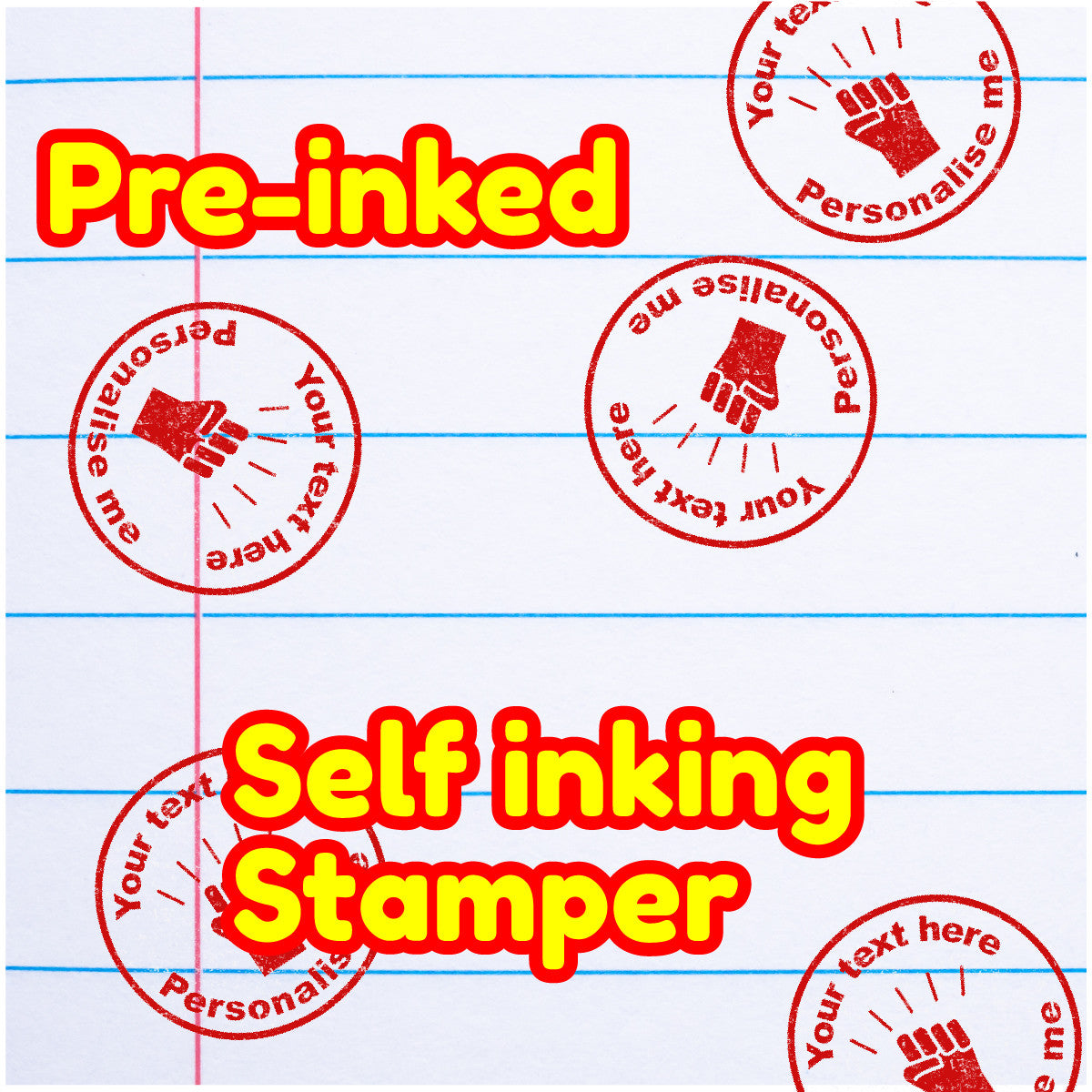 Sticker Stocker - Personalised Stamp Fist Bump 30mm Self inking stamper for School Teachers, Parents and Nursery