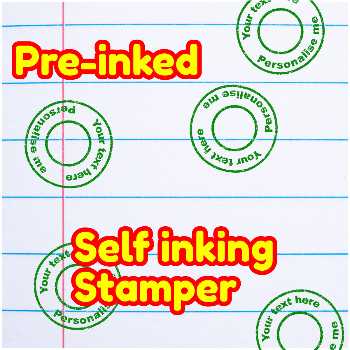 Personalised Stamp Circle  30mm Self inking stamper for School Teachers, Parents and Nursery