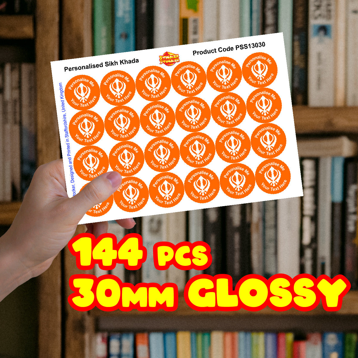 Sticker Stocker 144 Personalised Sikh Khanda 30mm Reward Stickers for School Teachers, Parents and Nursery
