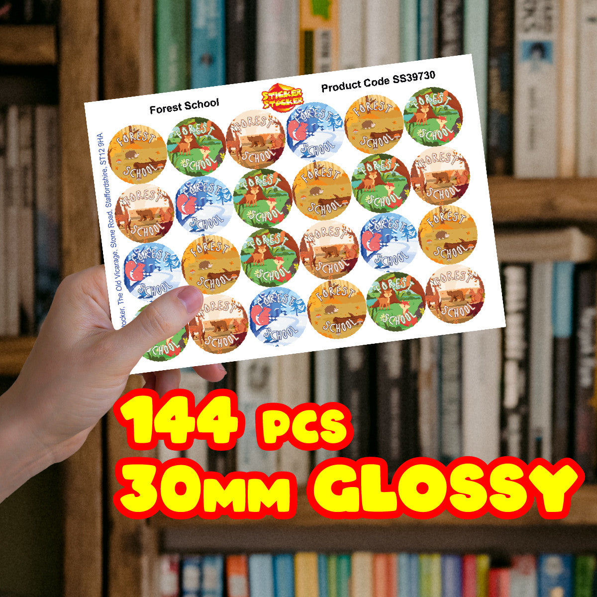Sticker Stocker - 144 Forest School Adventure Camping Stickers - 30mm - Glossy Reward Stickers for Scouts Forest School