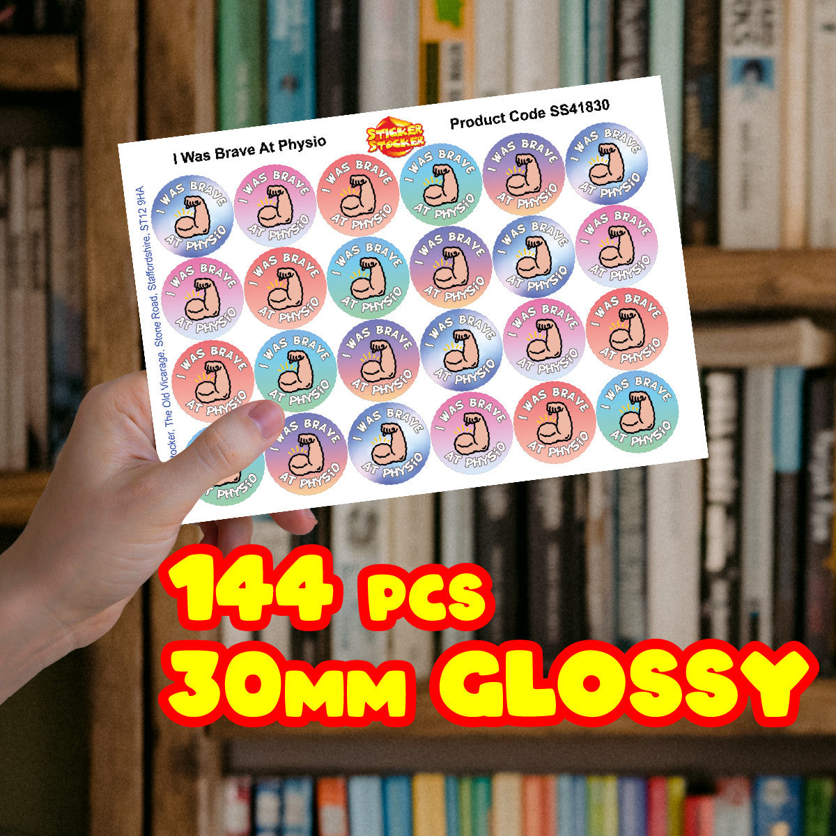 144 I Was Brave At Physio 30mm Reward Stickers for Nurses, Doctors, Physiotherapists