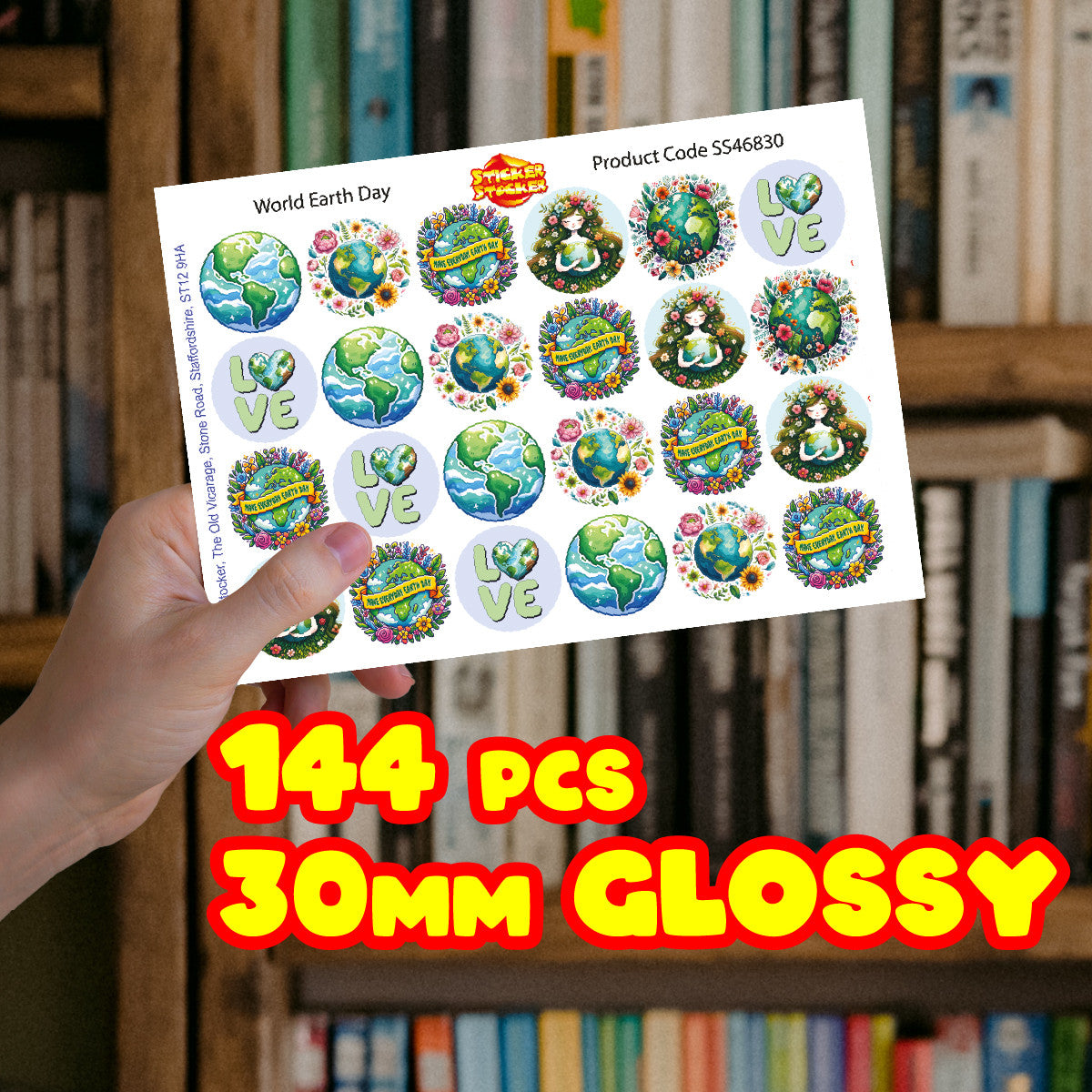144 World Earth Day Awareness Stickers - 30mm - Teacher Parents School Nursery