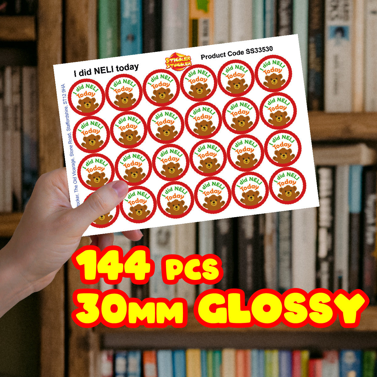 Sticker Stocker - 144 I did NELI today - 30mm - Glossy Reward Literacy Stickers for Teachers & Parents