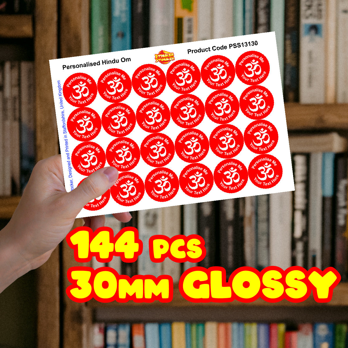 Sticker Stocker - 144 Personalised Hindu Om 30mm Reward Stickers for School Teachers, Parents and Nursery