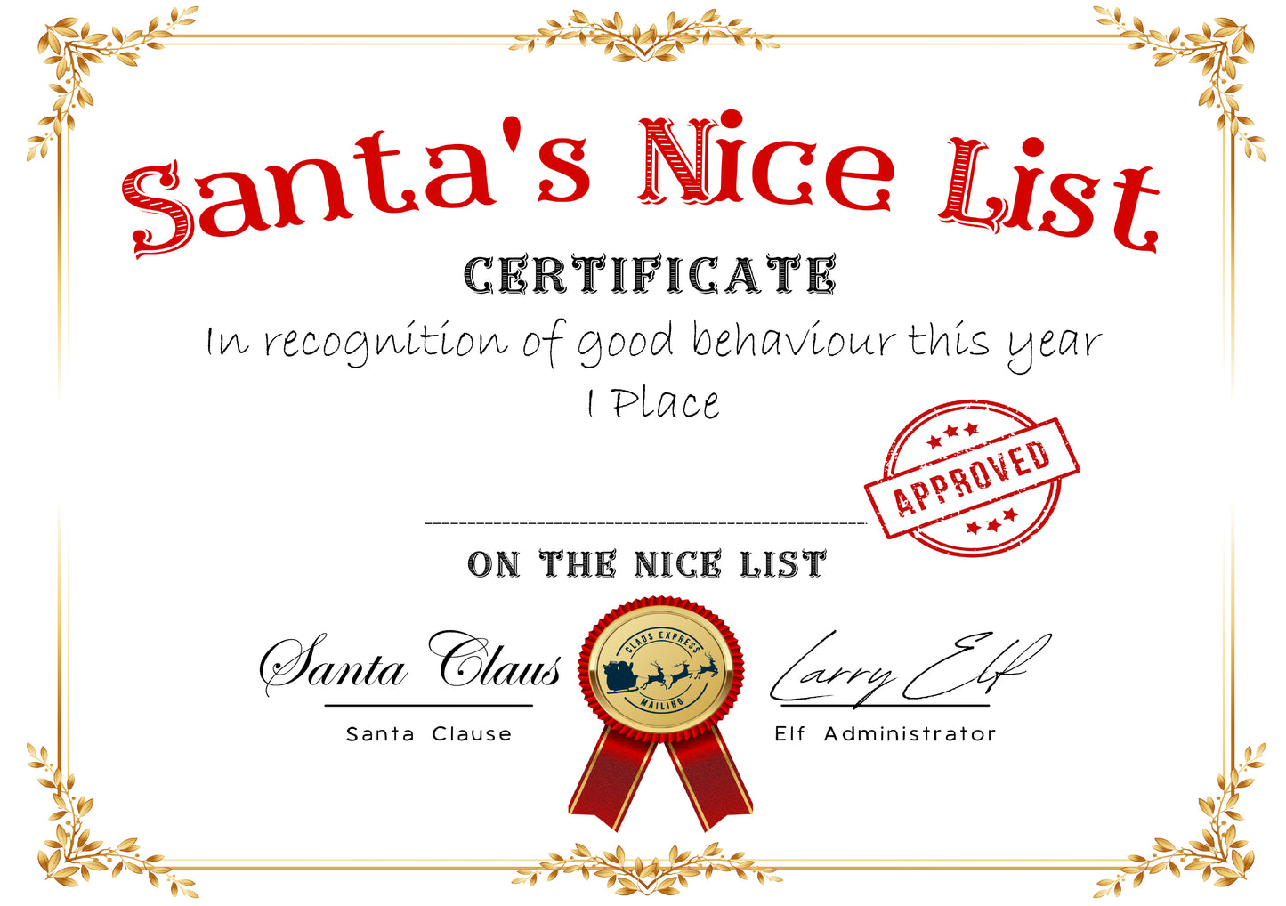 Santa's Nice List Certificate - Free Digital Download