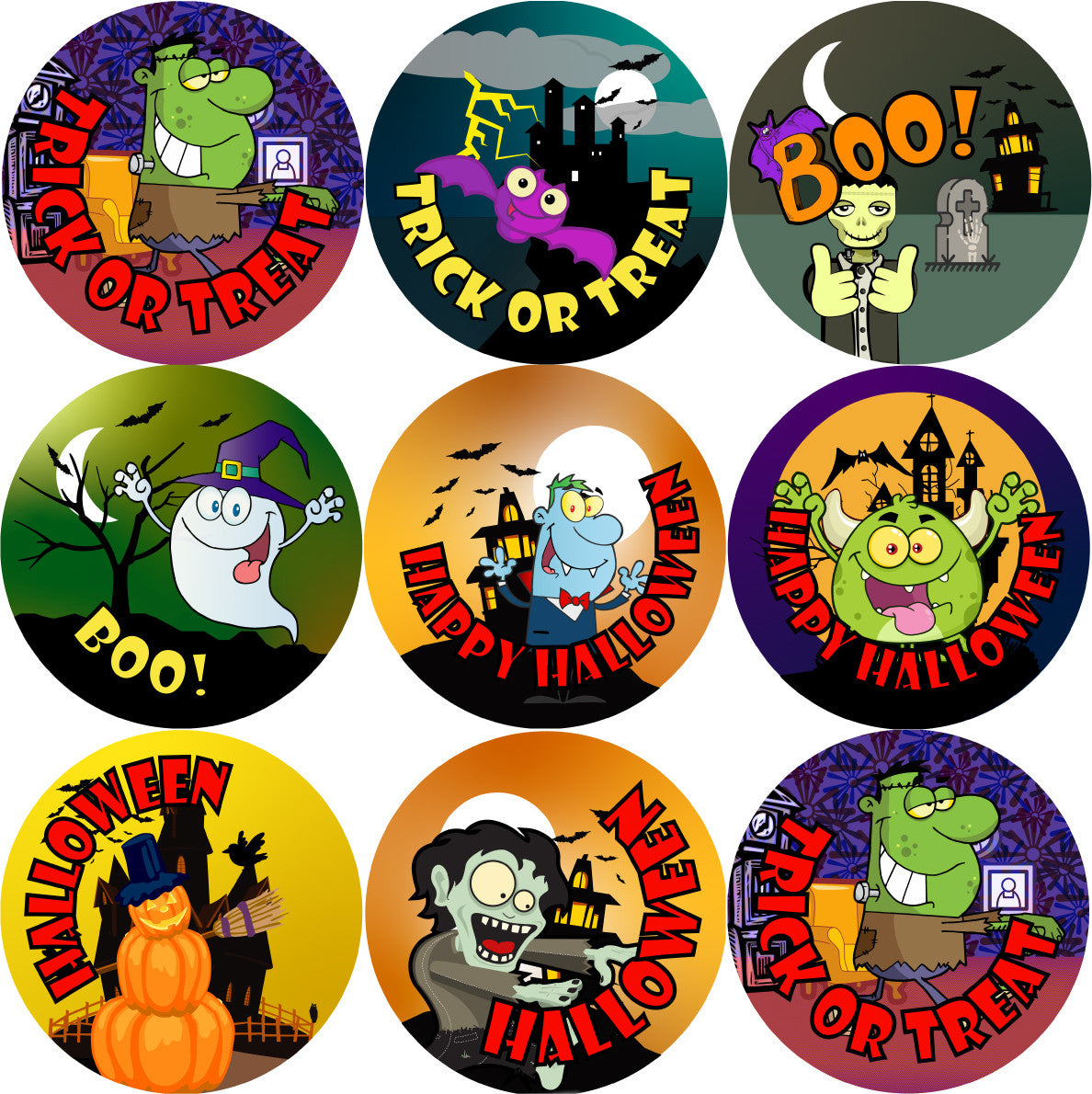 Sticker Stocker - 144 Halloween Trick or Treat (Pack 2) 30mm Round Children's Reward Stickers for Teachers, Parents and Party Bags