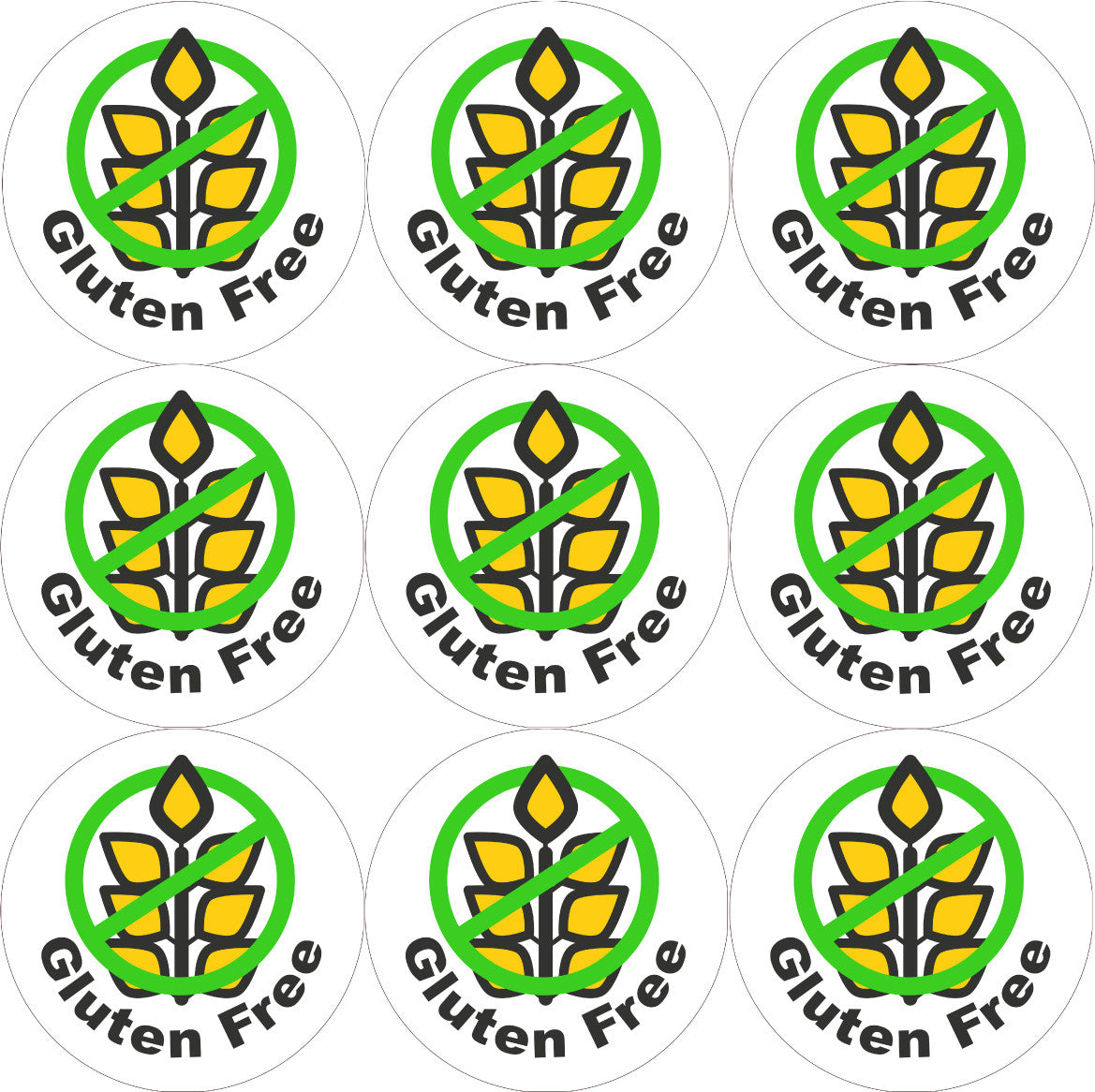 Sticker Stocker - 144 Gluten Free  - Green - 30mm Glossy Labels