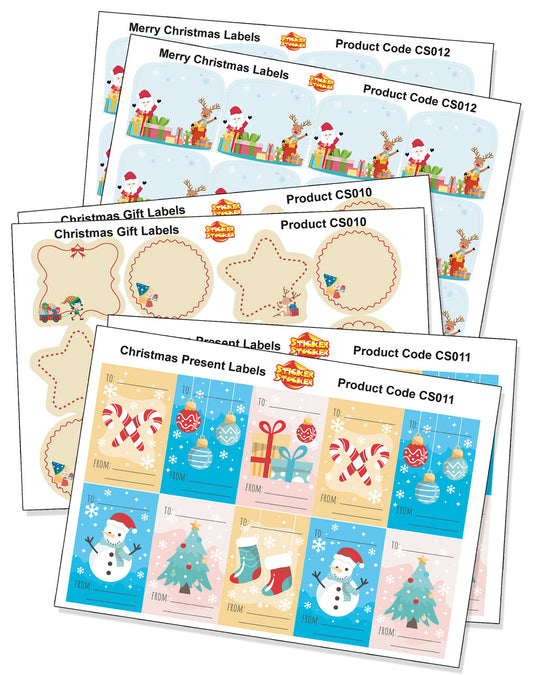 Sticker Stocker 72 Christmas Self Adhesive labels 45mm Stickers Gifting Tags Present Name Labels