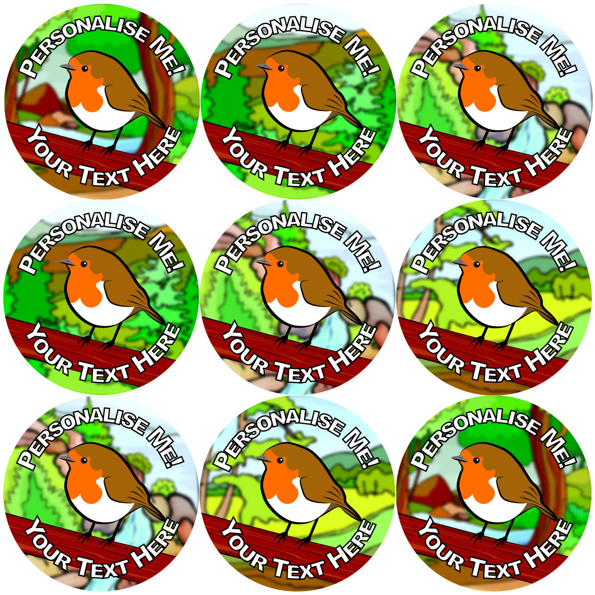 Sticker Stocker - 144 Personalised Red Robins 30mm Reward Stickers for School Teachers, Parents and Nursery