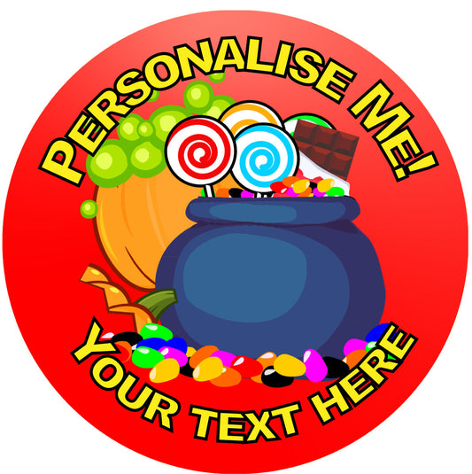 Sticker Stocker - 144 Personalised Halloween Candy 30mm Reward Stickers for School Teachers, Parents and Party Bags