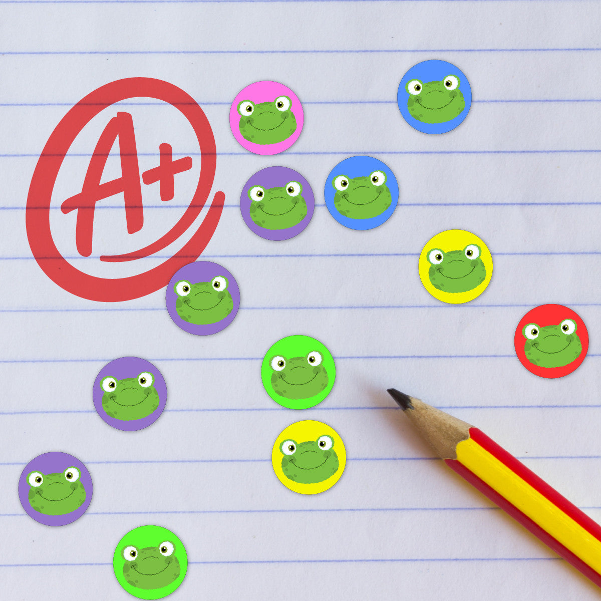 Sticker Stocker 900 Colourful Mini Frog Faces 10mm Spot Reward Stickers for Teachers and Planner Charts