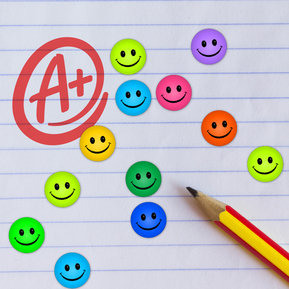 Sticker Stocker - 900 Colourful Mini Smiling Faces Dots 10mm Glossy Spot Stickers - Journal Tracker Stickers