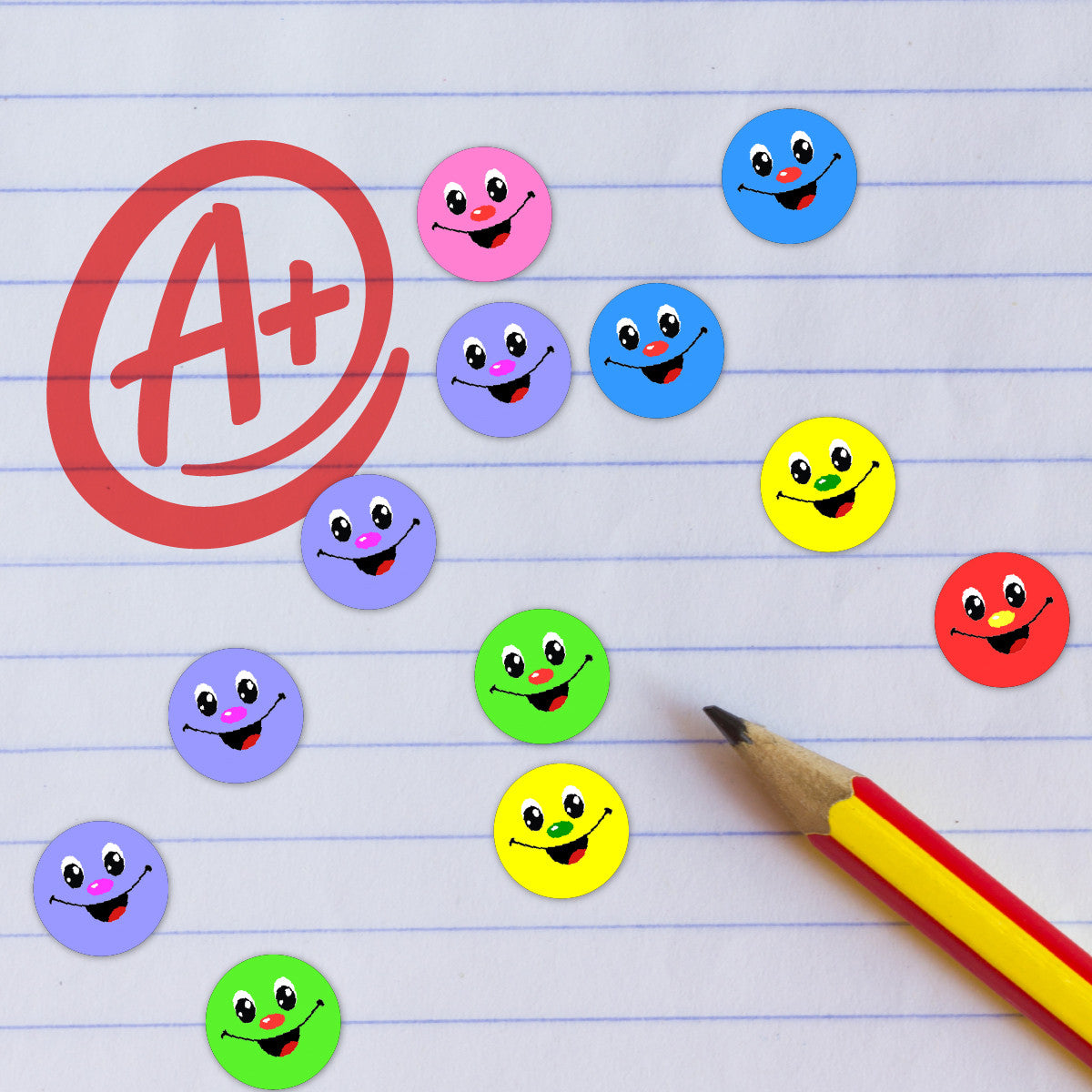 Sticker Stocker 900 Colourful Smiles Mini Dot 10mm Spot Reward Stickers for Teachers and Planner Charts