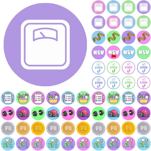 900 Fitness and Food Dots 10mm Spot Reward Stickers for Journals Planners Habit Trackers Diet