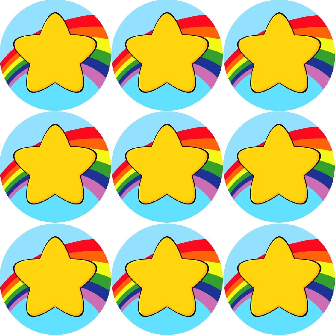 144 Star Rainbow 30mm Children's Bravery Reward Stickers for Teachers or Nurses