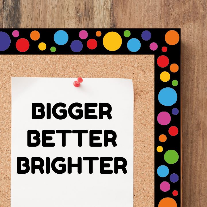 Colourful Spots Classroom Trimmers 14.25m long Notice Board Display Borders