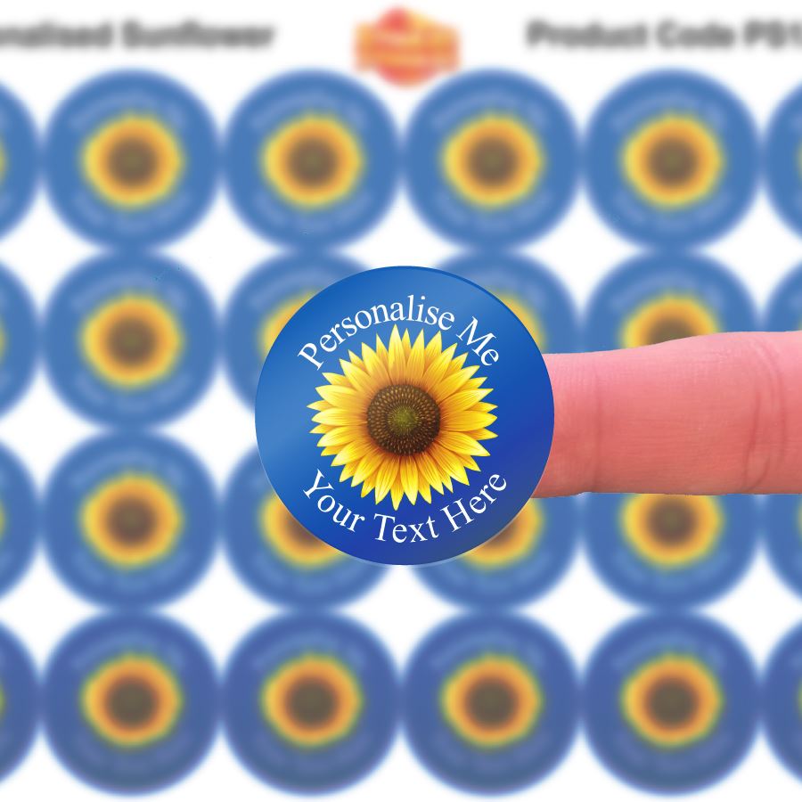 144 Sunflower Personalised 30mm Glossy Stickers Crafting Gift Packaging Seal Labels