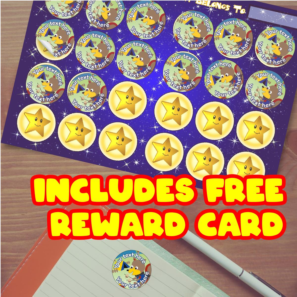 144 Personalised Camp Squirrels 30mm Forest School Scout Reward Stickers for School Teachers, Parents and Nursery