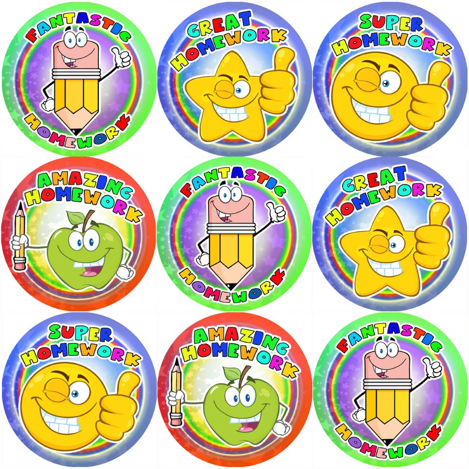 144 Fantastic Homework 30mm Stickers for Teachers, Parents and Party Bags