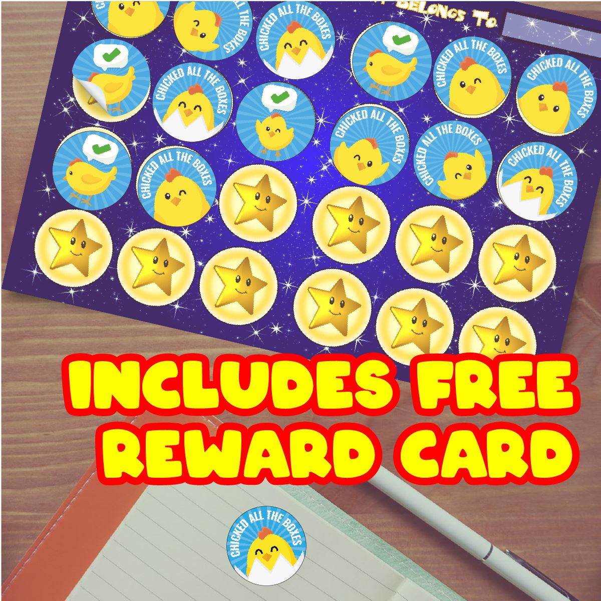 144 Chicked All The Boxes - 30mm - Glossy Reward Stickers for Teachers & Parents