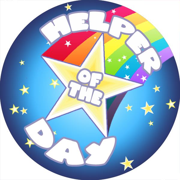 144 Helper of the Day 30mm Reward Stickers for Teachers, Parents and Party Bags