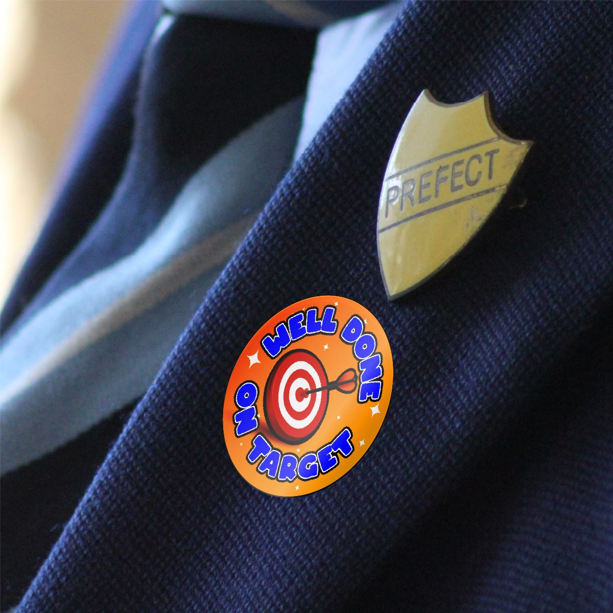 144 Well Done on Target 30mm Glossy Reward Stickers for Teachers & Parents