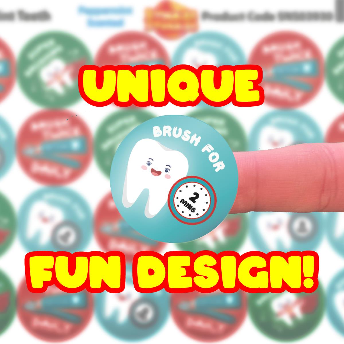 120 Mint Teeth Peppermint Scented Stickers - 30mm Scented Stickers - For Teachers Nursery Parents Dentists